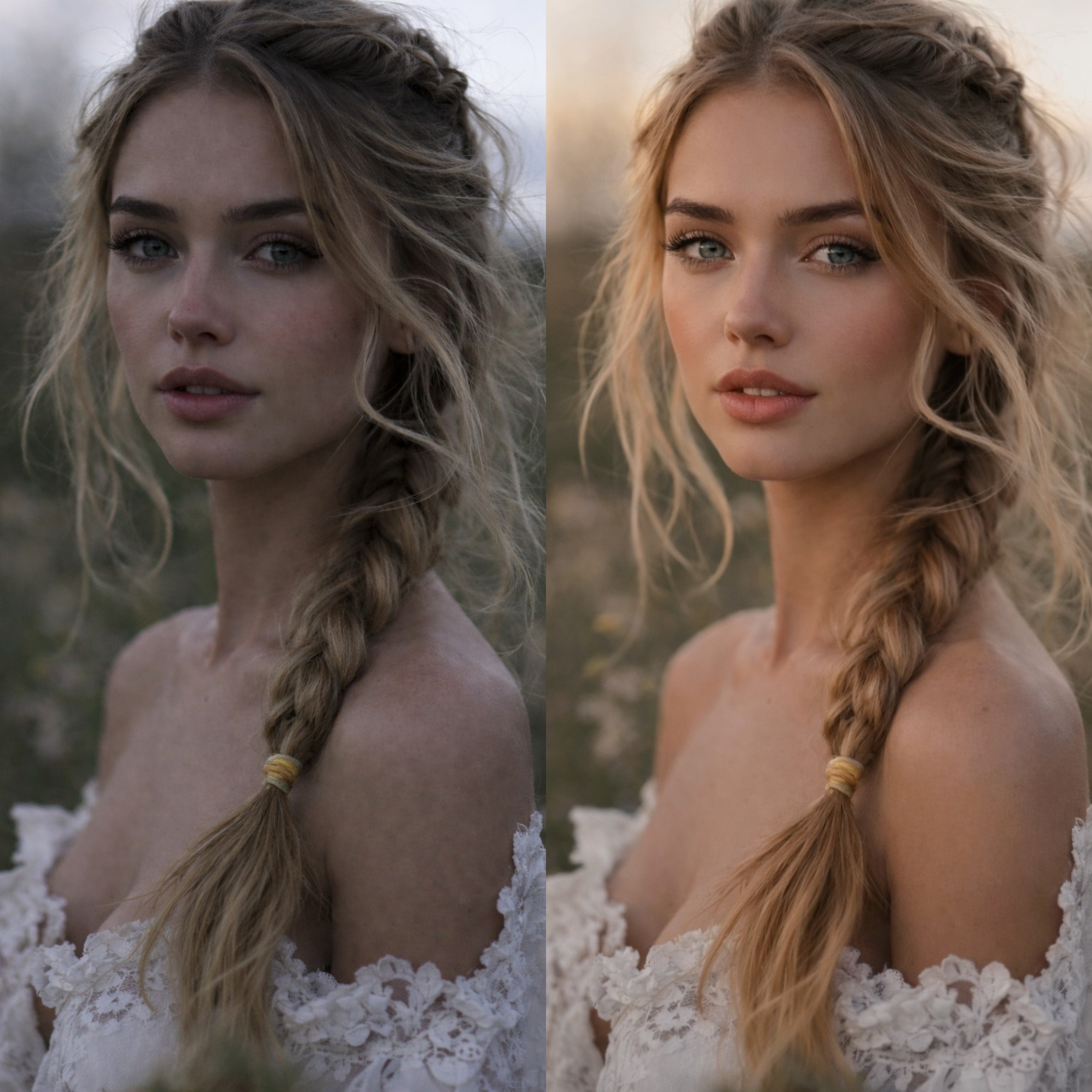 Portrait retouching before and after